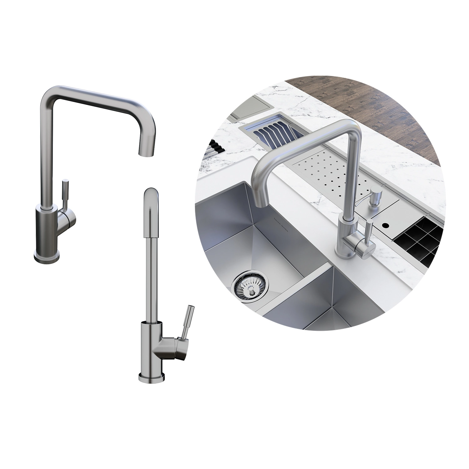 Torneira Monocomando 382 Inox 304 Escovado Bica Giratoria 360 Graus Com Arejador