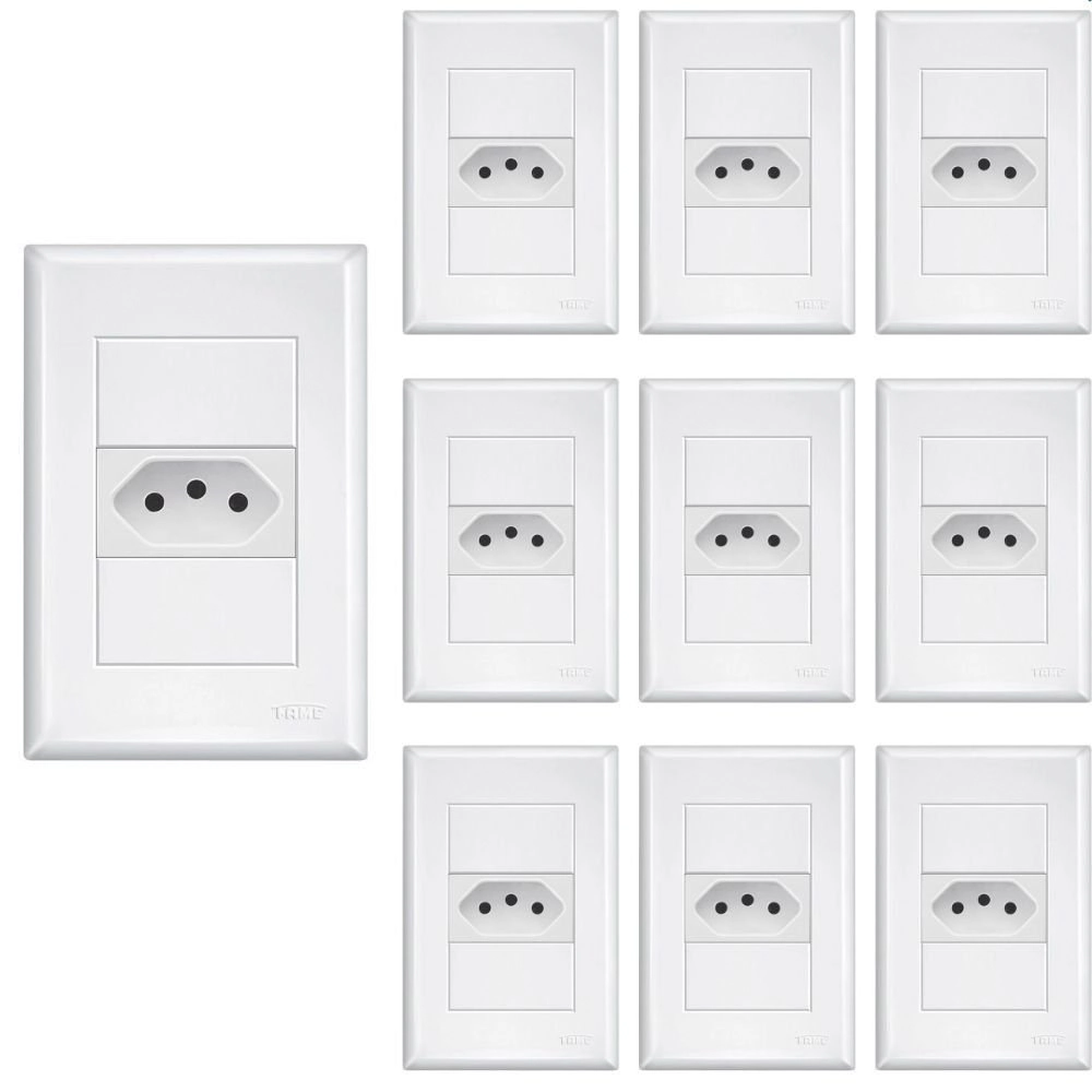 10 Tomadas Fame Evidence 2p+t 10a Com Placa 4x2 Branco