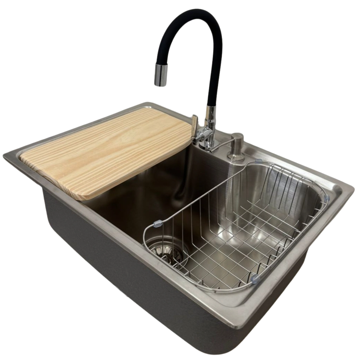 Kit Cuba Gourmet Para Cozinha Aço Inox 304 + Torneira + Acessórios + Tabua