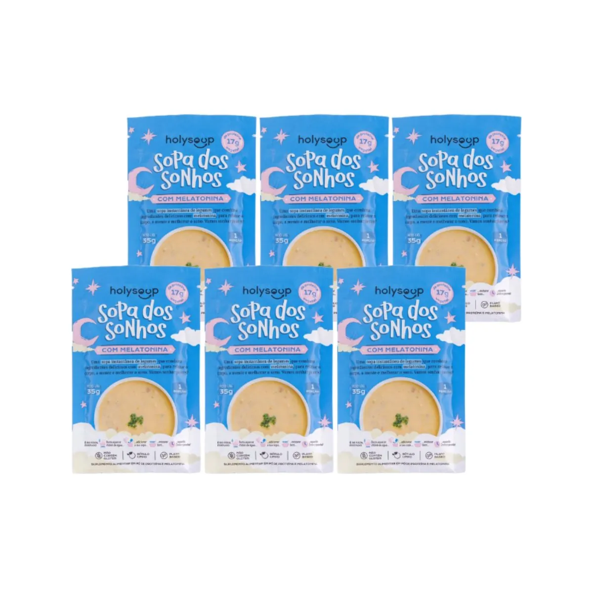 Kit 6X: Sopa dos Sonhos com Melatonina Sachê Holysoup 35g