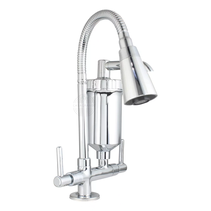 Torneira Filtro Gourmet Flexível Bancada Cromada Silicone Casagrande Mundial