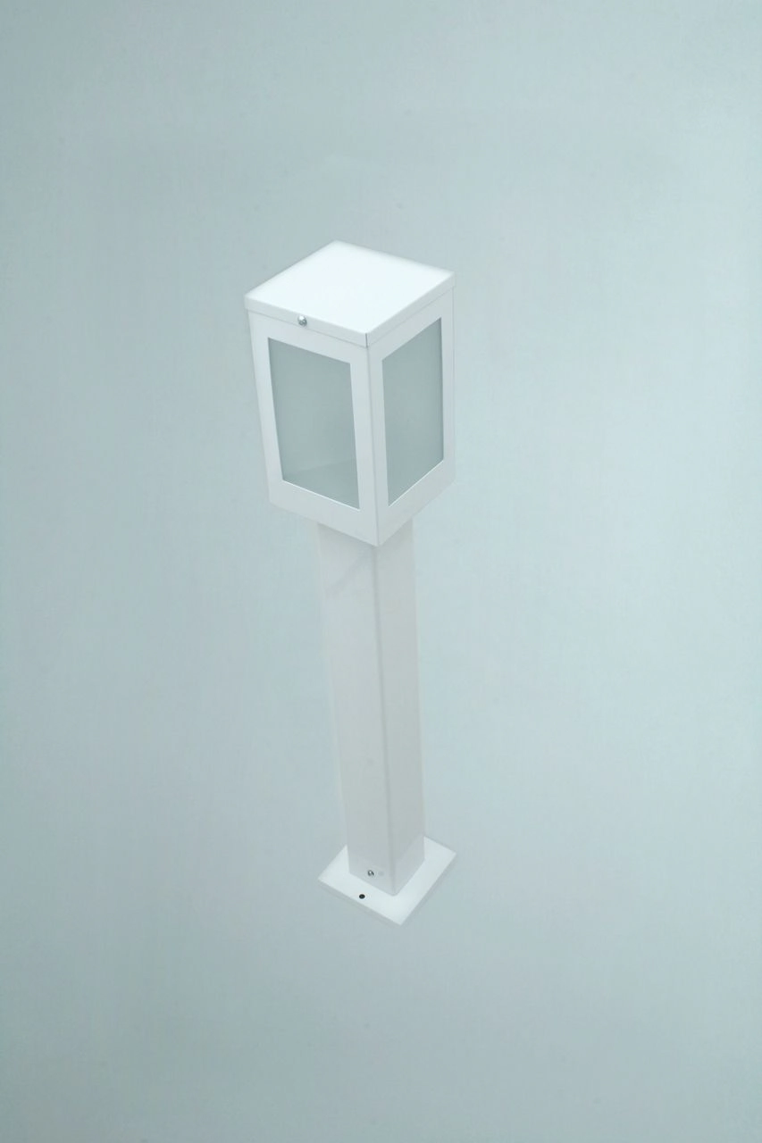 Poste Balizador De Jardim 4 Vidros Retangular 30cm Em Alumínio Branco Rl