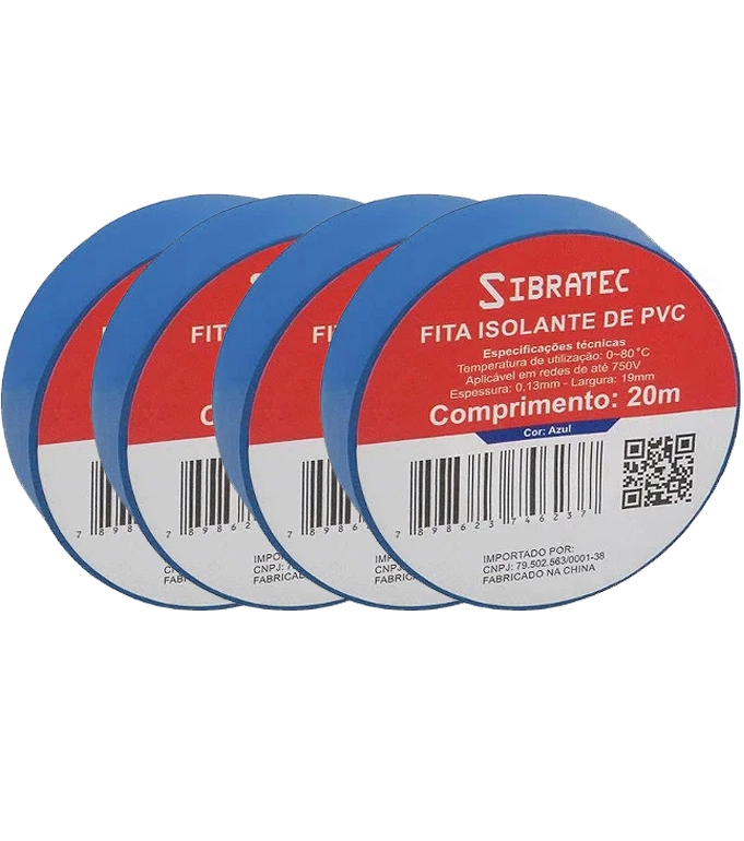 Kit 4 Fita Isolante Azul 19mm X 20mtsibratec