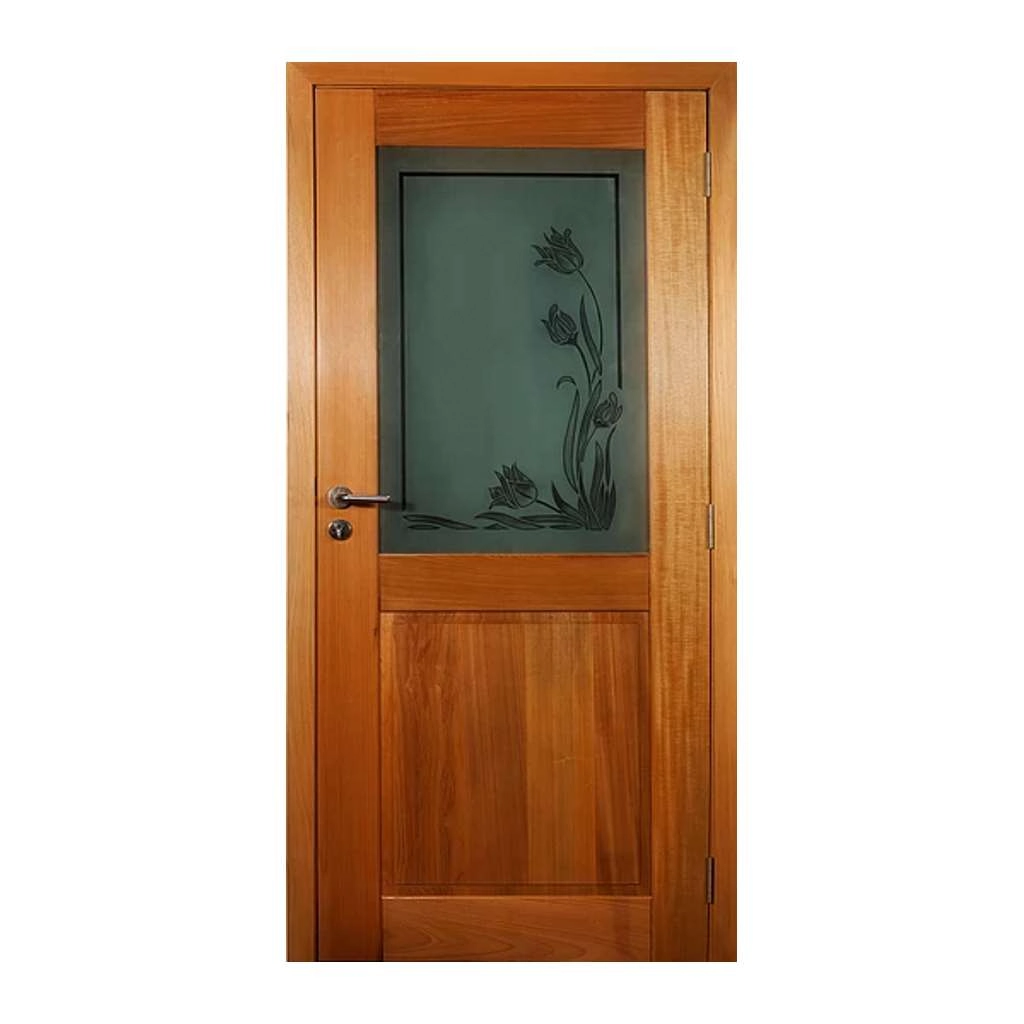 Porta Monaco Com Vidro Fumê Em Madeira Maciça Tauari Mapaf 62cm X 210cm