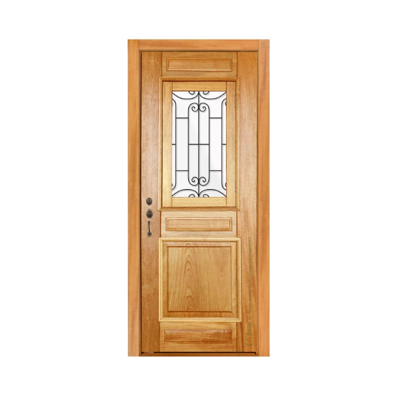 Porta Alteza Com Grade Em Madeira Maciça Tauari Mapaf 82cm X 210cm