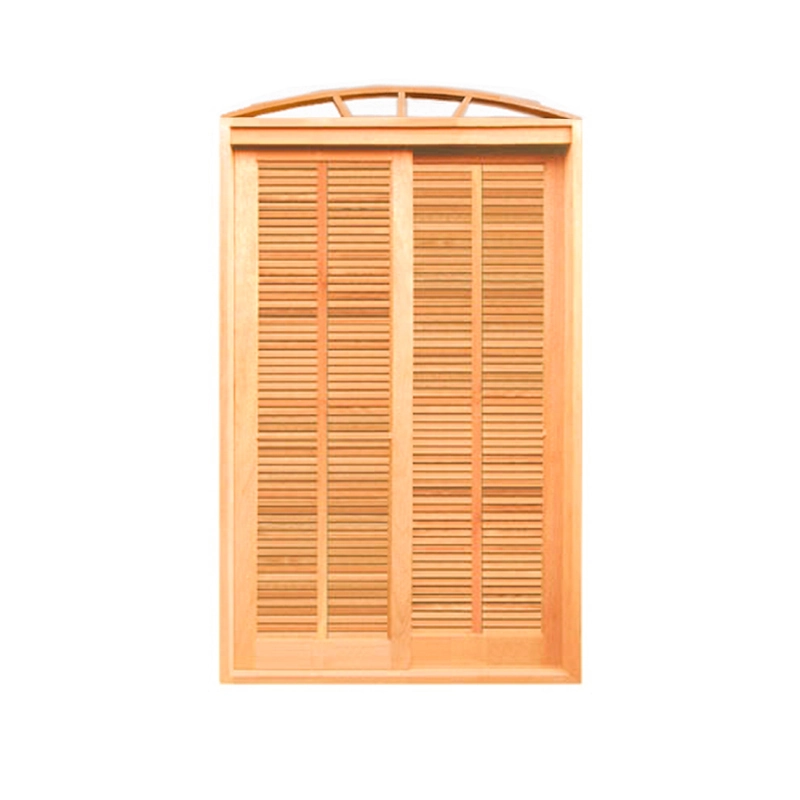 Porta Balcão Veneziana Quadriculada Arco 3 Folhas Em Madeira Maciça Cedro Arana Casmavi 140cm X 215cm