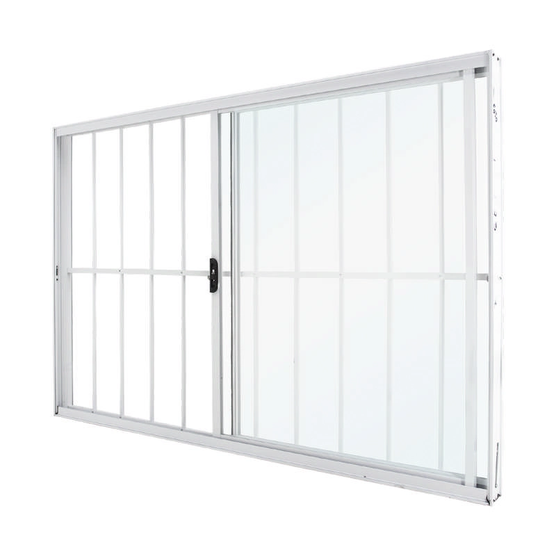 Janela De Correr Em Alumínio Branco 100x120x7 Cm 2 Folhas Com Grade Classic Crv