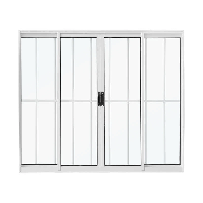 Janela De Correr Em Alumínio Branco 100x100x7 Cm 4 Folhas Com Grade Classic Crv