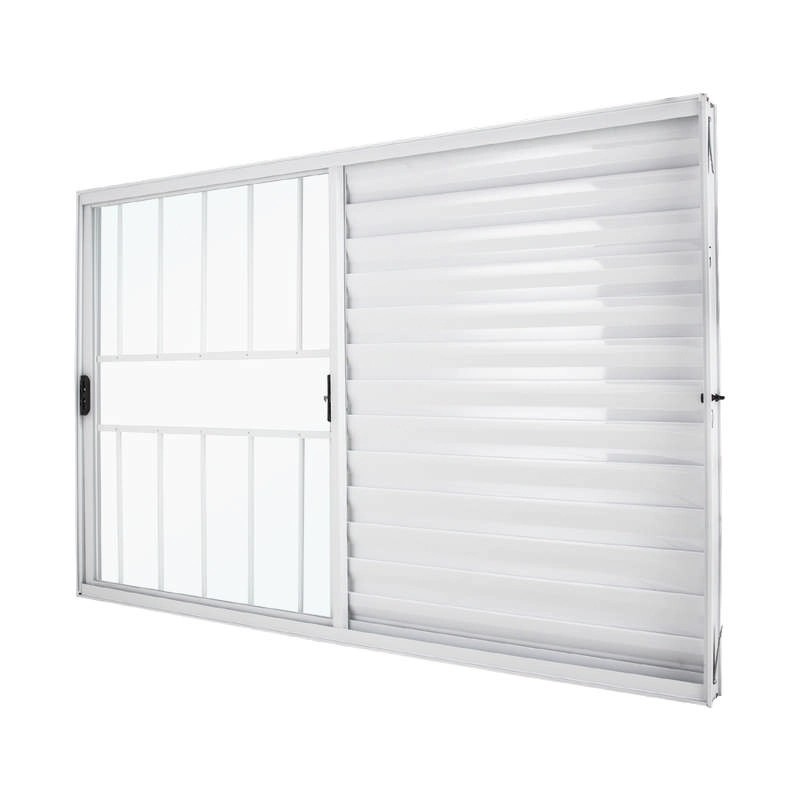 Janela Veneziana Em Alumínio Branco 100x100x7 Cm 3 Folhas Com Grade Classic Crv