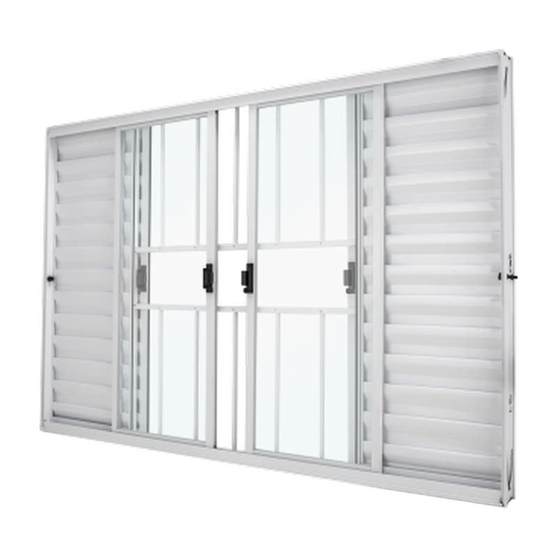 Janela Veneziana Em Alumínio Branco 100x100x7 Cm 6 Folhas Com Grade Classic Crv
