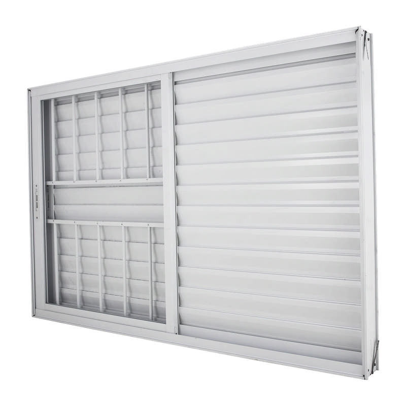 Janela Veneziana Em Alumínio Branco 100x120x10 Cm 3 Folhas Vl Com Grade Nobre Crv
