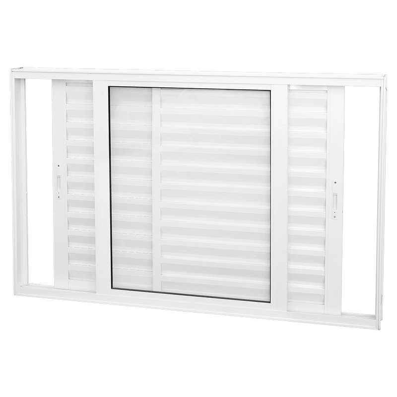 Janela Veneziana Em Alumínio Branco 100x200x10 Cm 3 Folhas Vl Móveis Nobre Crv