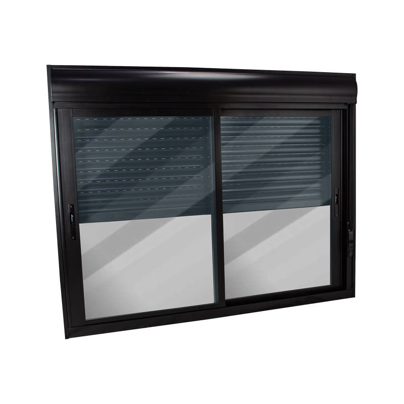 Janela Integrada Em Alumínio Preto 120x120x18 Cm 2 Folhas Vl Nobre Crv