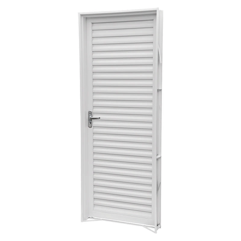 Porta De Giro Laminada Em Aço Branco 215x84x14 Cm Esquerda Ideal Crv