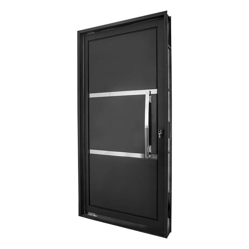 Porta Pivotante Em Aço Preto 219x108x14 Cm Direita Ideal Crv