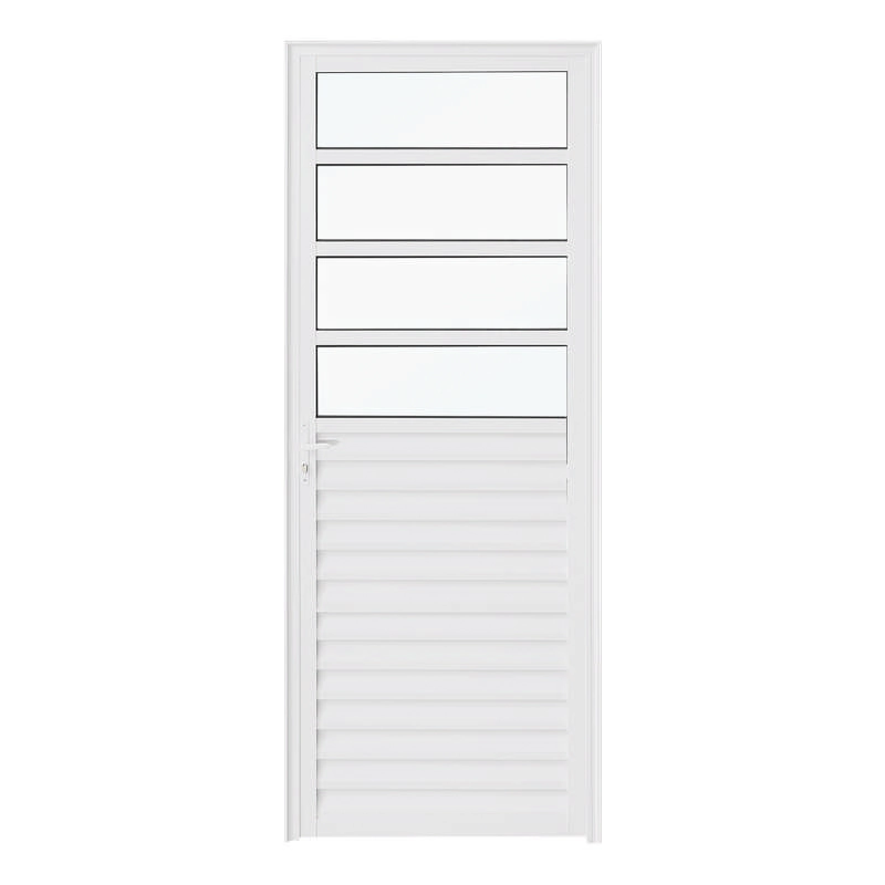 Porta De Giro Em Alumínio Mista Branco 210x90x4 Cm Direita Nobre Crv