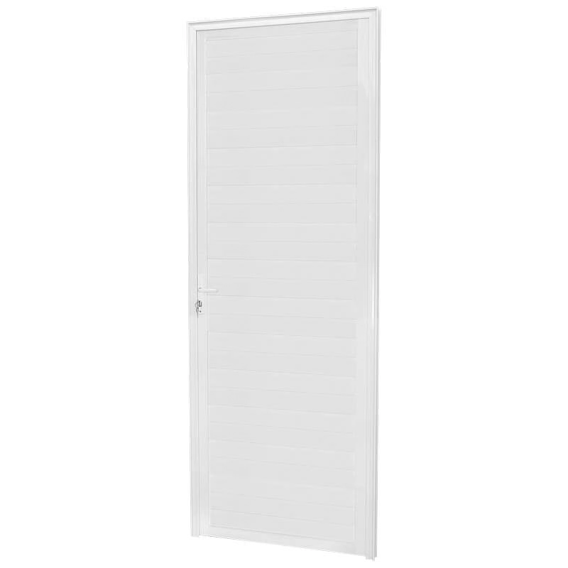 Porta De Giro Em Alumínio Lambri Branco 215x90x4 Cm Direita Nobre Crv