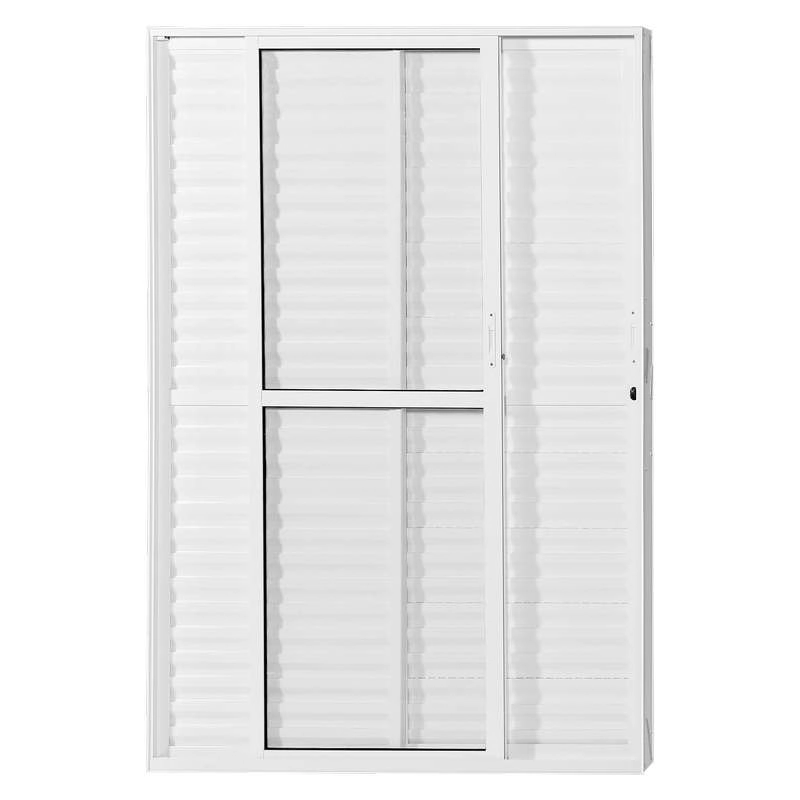 Porta Balcão Em Alumínio Branco 210x120x10 Cm 3 Folhas Direita Vl Nobre Crv