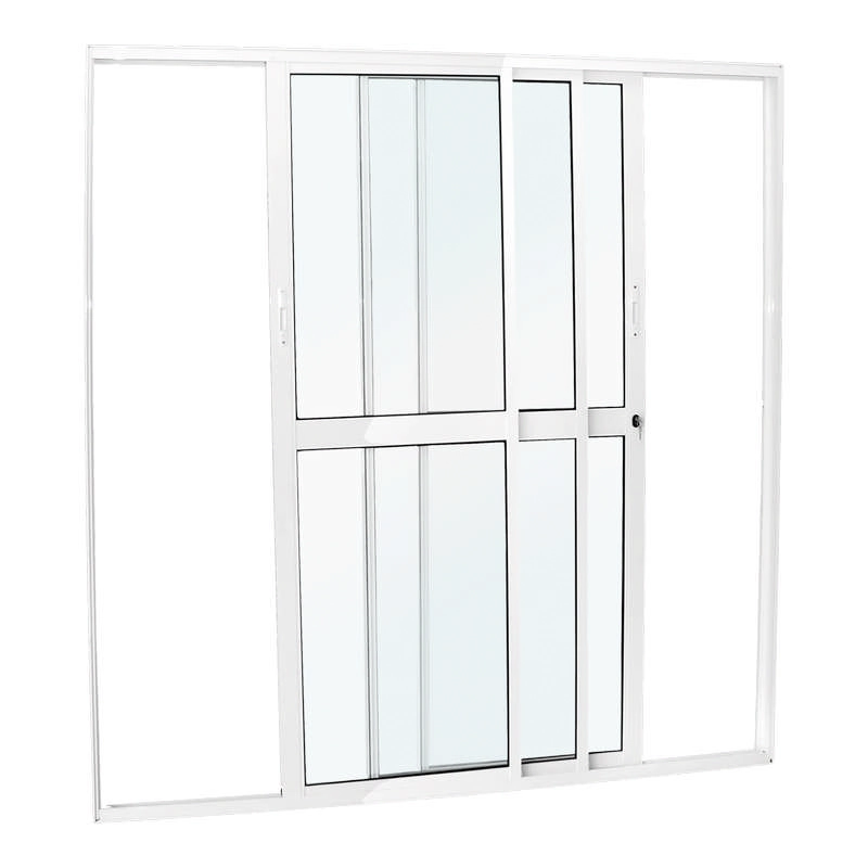 Porta De Correr Em Alumínio Branco 210x200x10 Cm 3 Folhas Móveis Vfm Nobre Crv