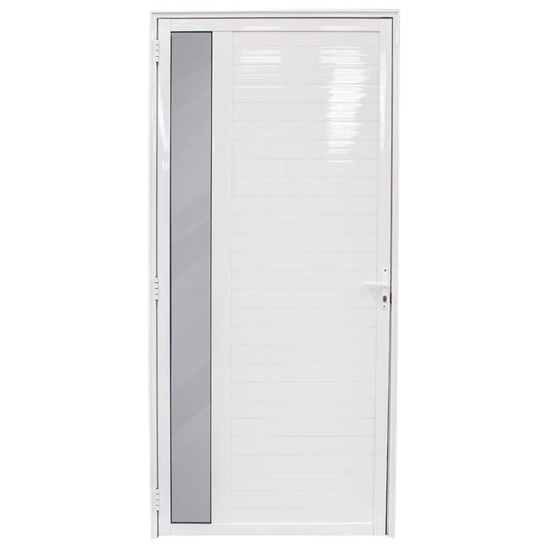 Porta De Giro Em Alumínio Lambri Branco 215x90x4 Cm Direita Vfm Nobre Crv