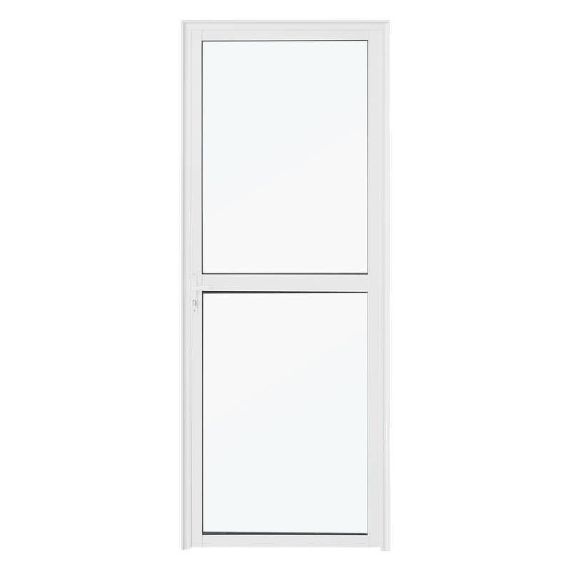 Porta De Giro Em Alumínio Branco 2 Vidros 210x80x4 Cm Esquerda Nobre Crv