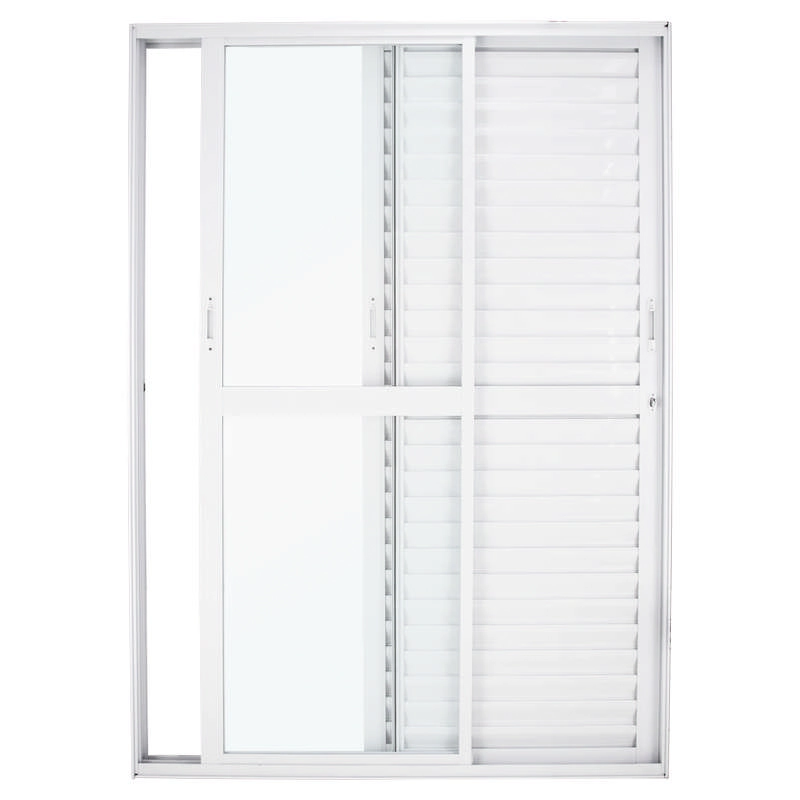 Porta Balcão Em Alumínio Branco 210x120x10 Cm 3 Folhas Móveis Nobre Crv