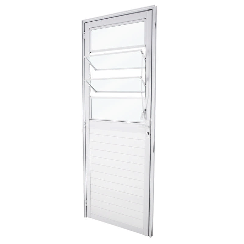 Porta De Giro Basculante Em Alumínio Lambri Branco 215x80x4 Cm Esquerda Vmb Nobre Crv