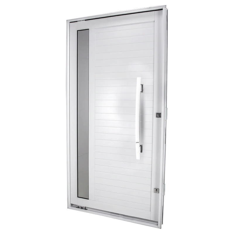 Porta Pivotante Em Alumínio Branco 227x115x10 Cm Direita Vfm Nobre Crv