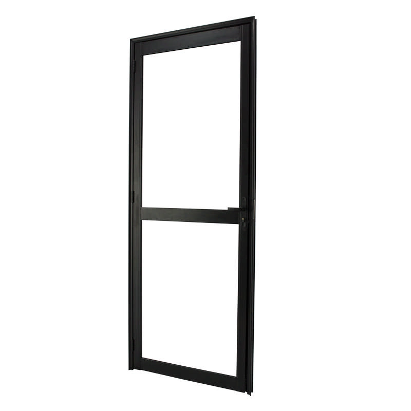 Porta De Giro Em Alumínio Preto 2 Vidros 210x80x4 Cm Direita Nobre Crv