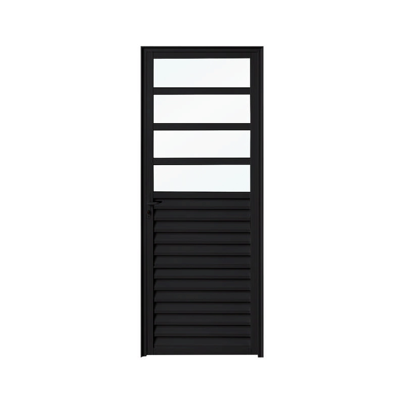 Porta De Giro Em Alumínio Mista Preto 210x80x4 Cm Direita Nobre Crv