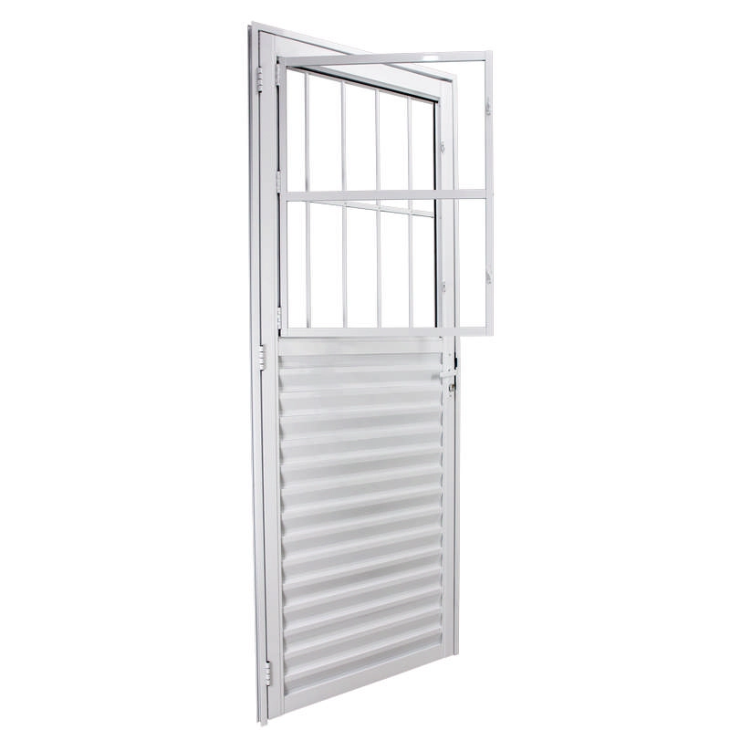 Porta De Giro Em Alumínio Branco C/ Postigo 210x80x3 Cm Esquerda Classic Crv