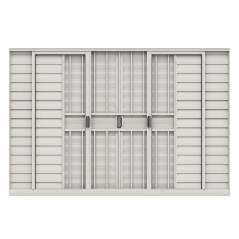 Janela Veneziana Em Alumínio Giusto 120x220x8,5cm Branco Com Grade 6 Folhas Com Vidro Alumasa