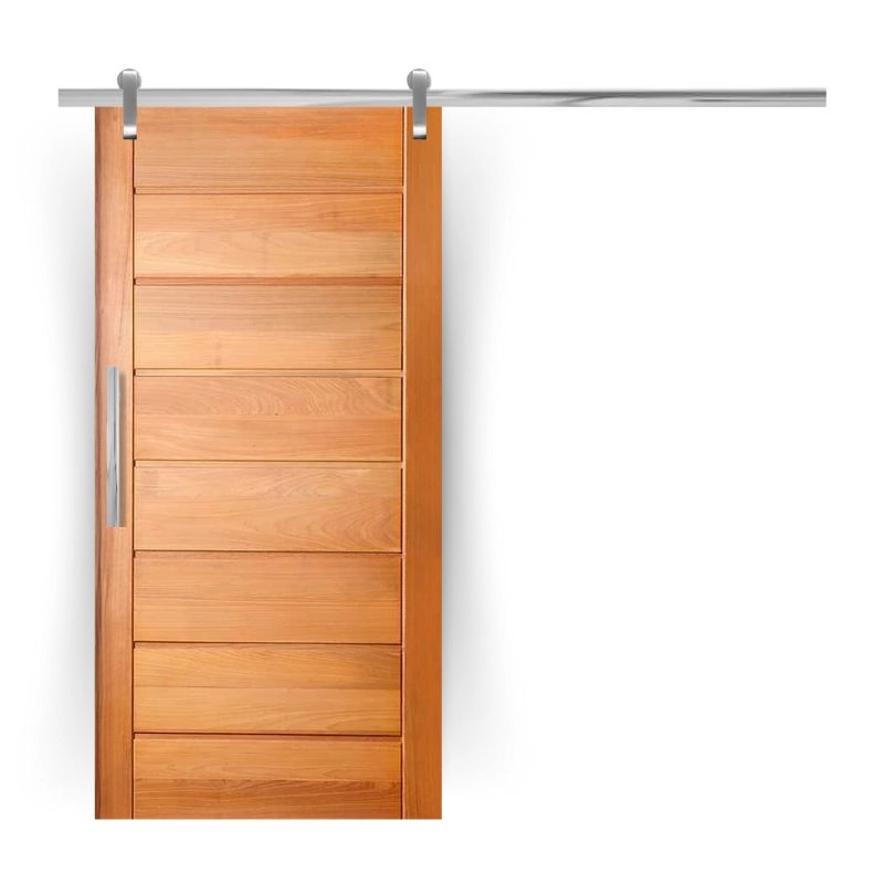Porta De Correr Completa Bbb Em Madeira Maciça Tauari Com Trilho De Aço Inox 72cm X 210cm