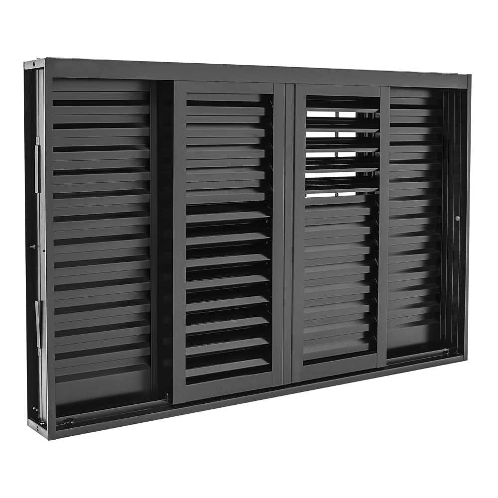 Janela Veneziana Multiflex Grade Quadriculada Black Aço 120 X 150 X 16 Cm 6 Folhas Pratika Sasazaki