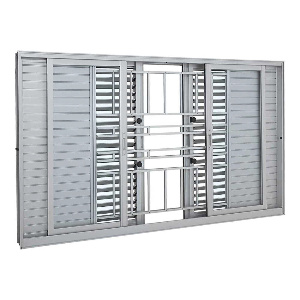 Janela Veneziana Multiflex Grade Classic Em Alumínio 100 X 200 X 14 Cm 6 Folhas Aluminium Sasazaki
