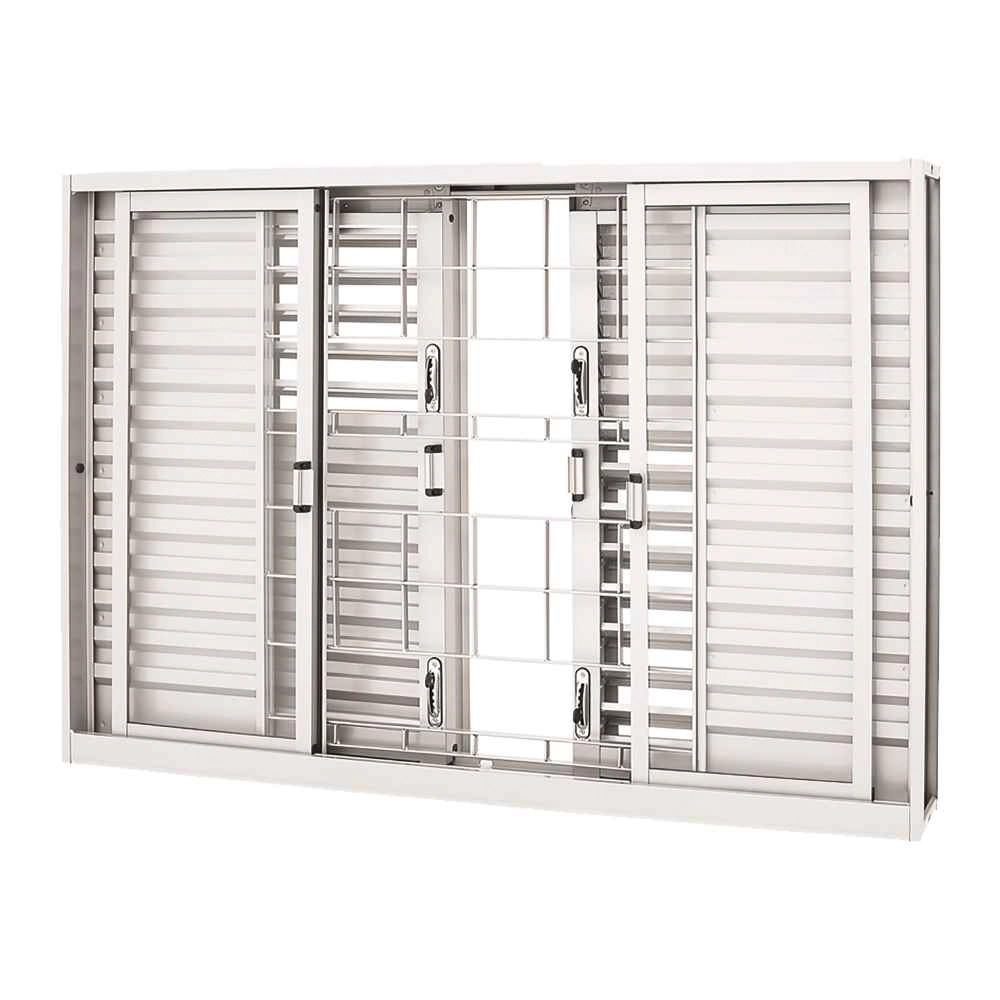 Janela Veneziana Multiflex Grade Quadriculada Em Aço 100 X 150 X 16 Cm 6 Folhas Pratika Sasazaki