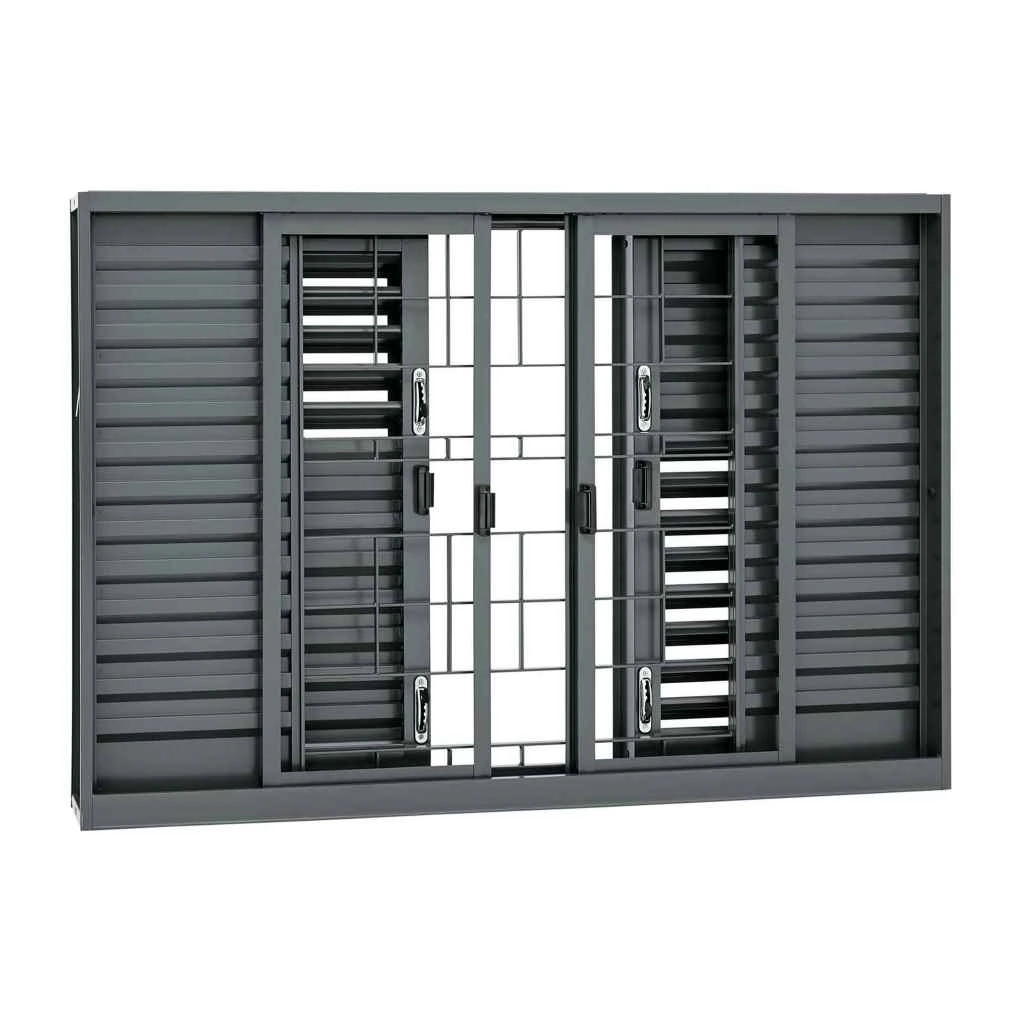Janela Veneziana Multiflex Grade Quadriculada Em Aço 100 X 200 X 16 Cm 6 Folhas Silenfort Sasazaki