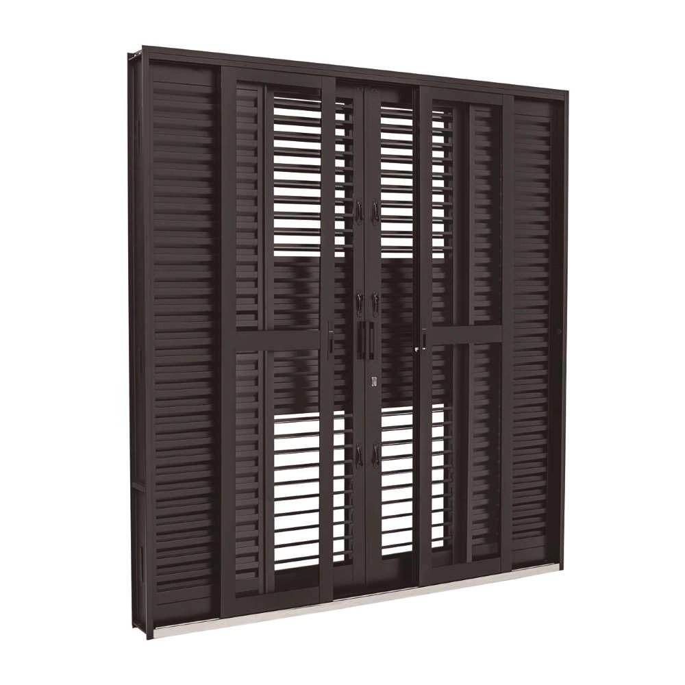 Porta Balcão De Correr Multiflex Black Em Aço 217 X 200 X 16,5 Cm 6 Folhas Pratika Sasazaki