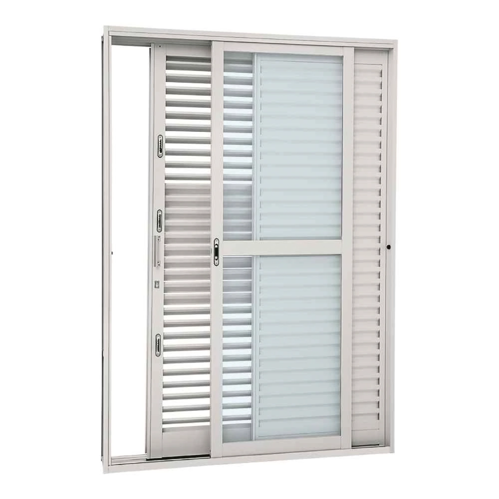 Porta Balcão De Correr Multiflex Em Aço 217 X 160 X 16,5 Cm 3 Folhas Esquerda Pratika Sasazaki