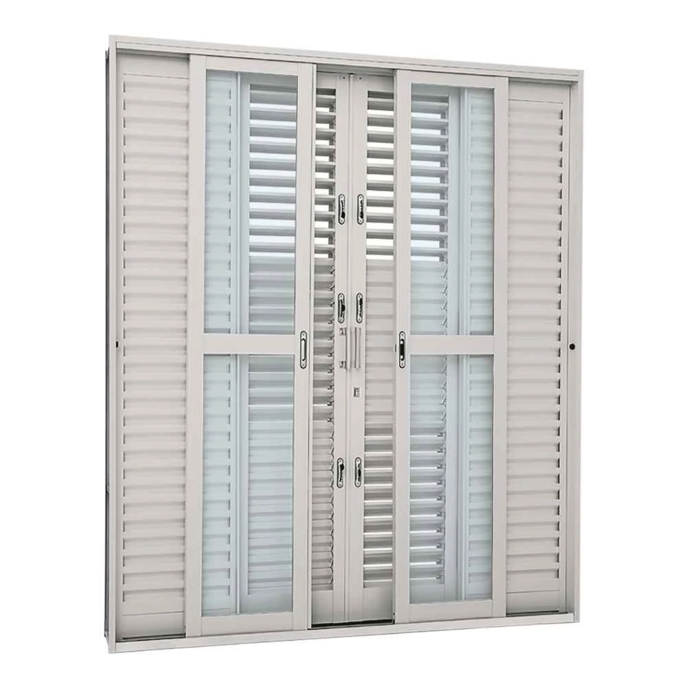 Porta Balcão De Correr Multiflex Em Aço 217 X 200 X 16,5 Cm 6 Folhas Pratika Sasazaki