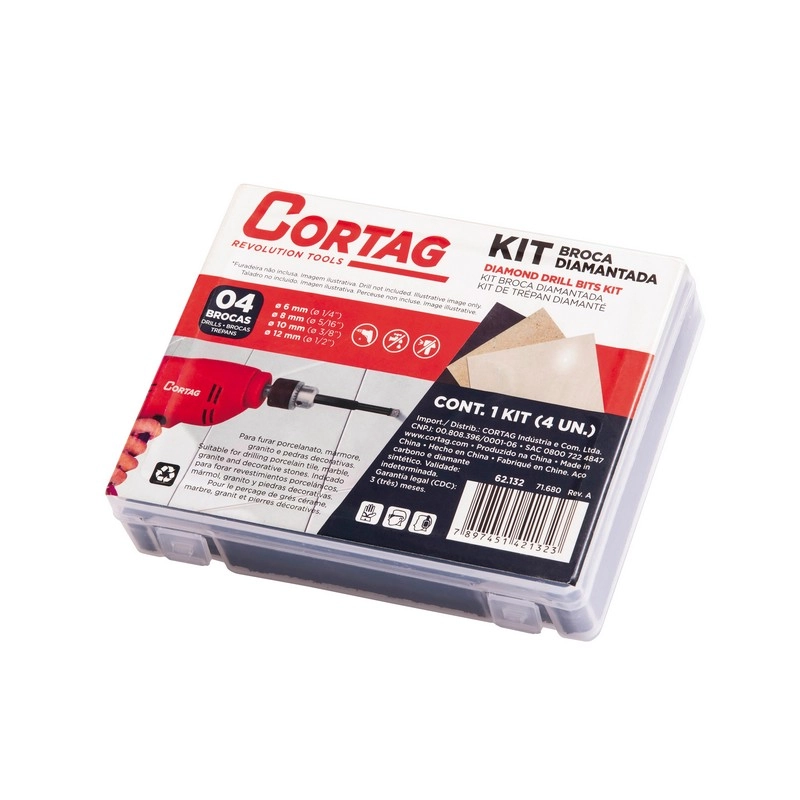 Jogo De Brocas Diamantada 6 A 12 Mm C/ 4 62132 Cortag