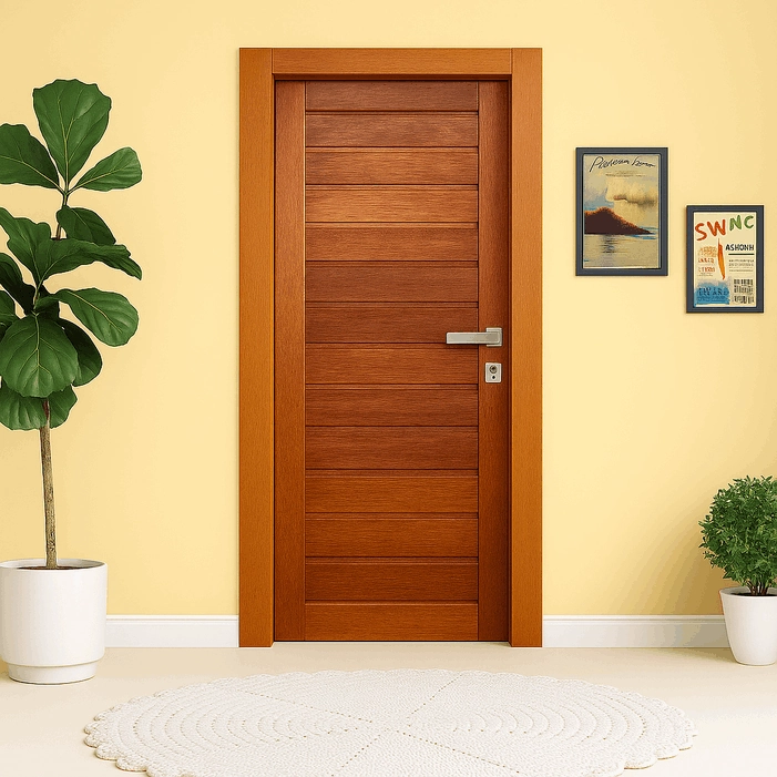 Porta Completa Comercial Linha Econômica Em Madeira Maciça Cedro Arana 82cm X 210cm