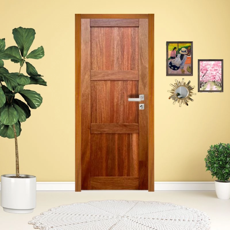 Porta Completa 03 Almofadas Linha Econômica Em Madeira Maciça Cedro Arana 60cm X 210cm
