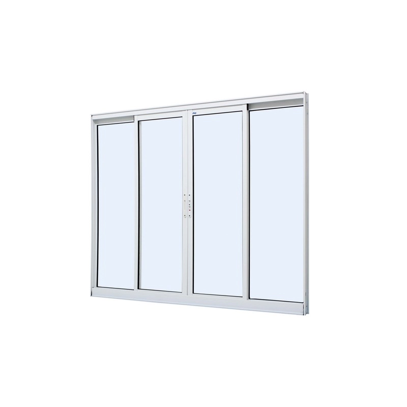 Janela De Correr Em Alumínio Branco Duraline Fix 100x150x6cm 4 Folhas Jap