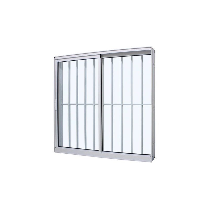 Janela De Correr Em Alumínio Branco Duraline Fix 100x120x10,2cm 2 Folhas Direita Grade Jap