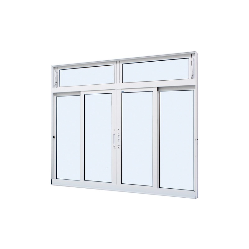 Janela De Correr Em Alumínio Branco Caribe Max 100x200x6cm 4 Folhas C/ Bandeira Jap