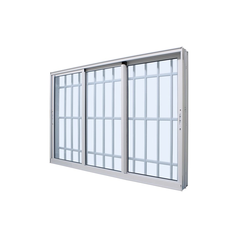 Janela De Correr Em Alumínio Branco Caribe Max 100x120x12,2cm 3 Folhas Móveis C/ Grade Jap