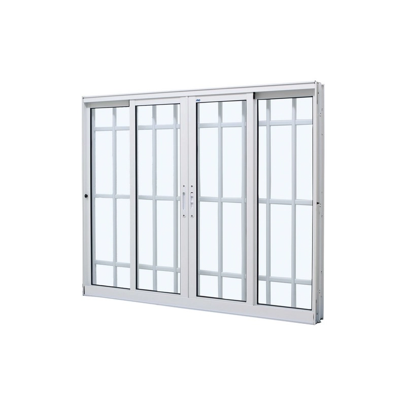 Janela De Correr Em Alumínio Branco Caribe Max 120x150x10,2cm 4 Folhas C/ Grade Jap