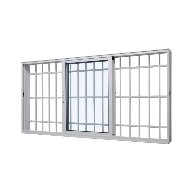 Janela De Correr Em Alumínio Branco Perfecta Max 100x200x16cm C/ Grade 3 Folhas Móveis Jap