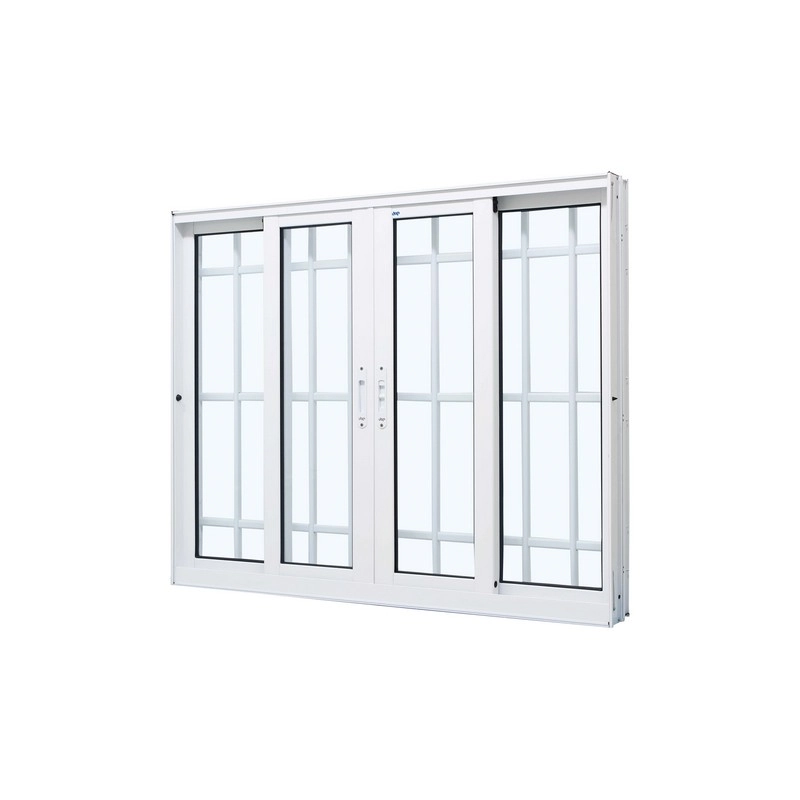 Janela De Correr Em Alumínio Branco Perfecta Max 120x240x12,2cm C/ Grade 4 Folhas Jap